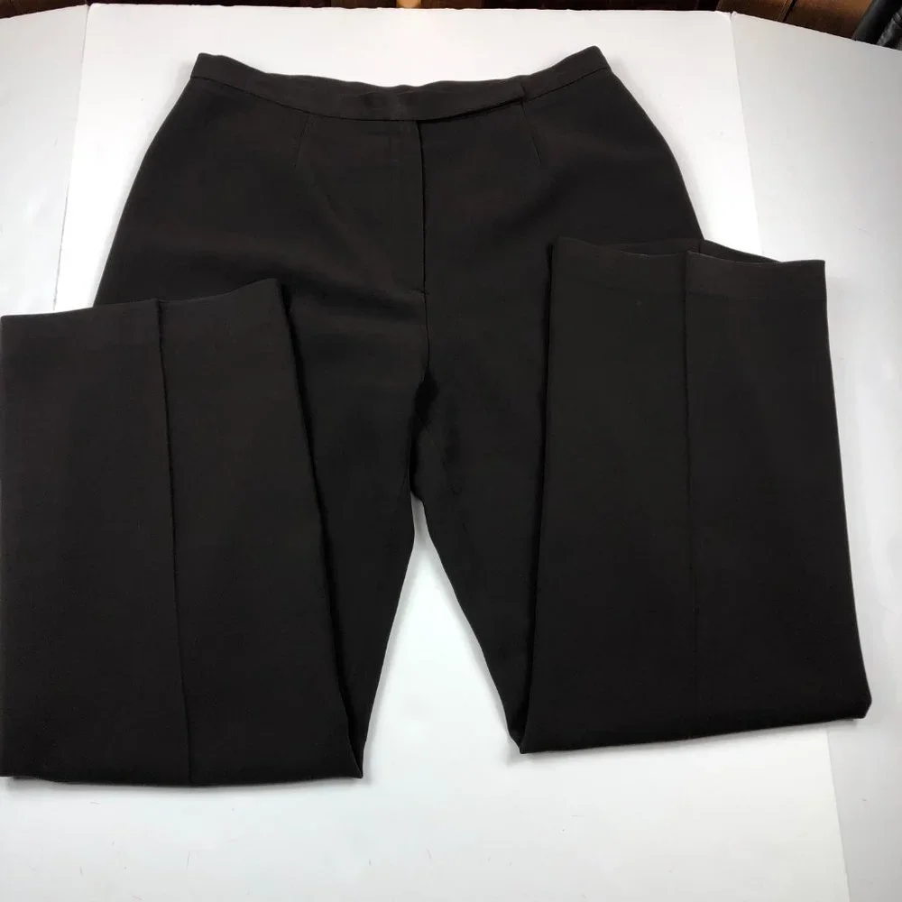 Kasper Classics Petite Wide Leg  High Waist Flat Front Pants Quiet Luxury Office